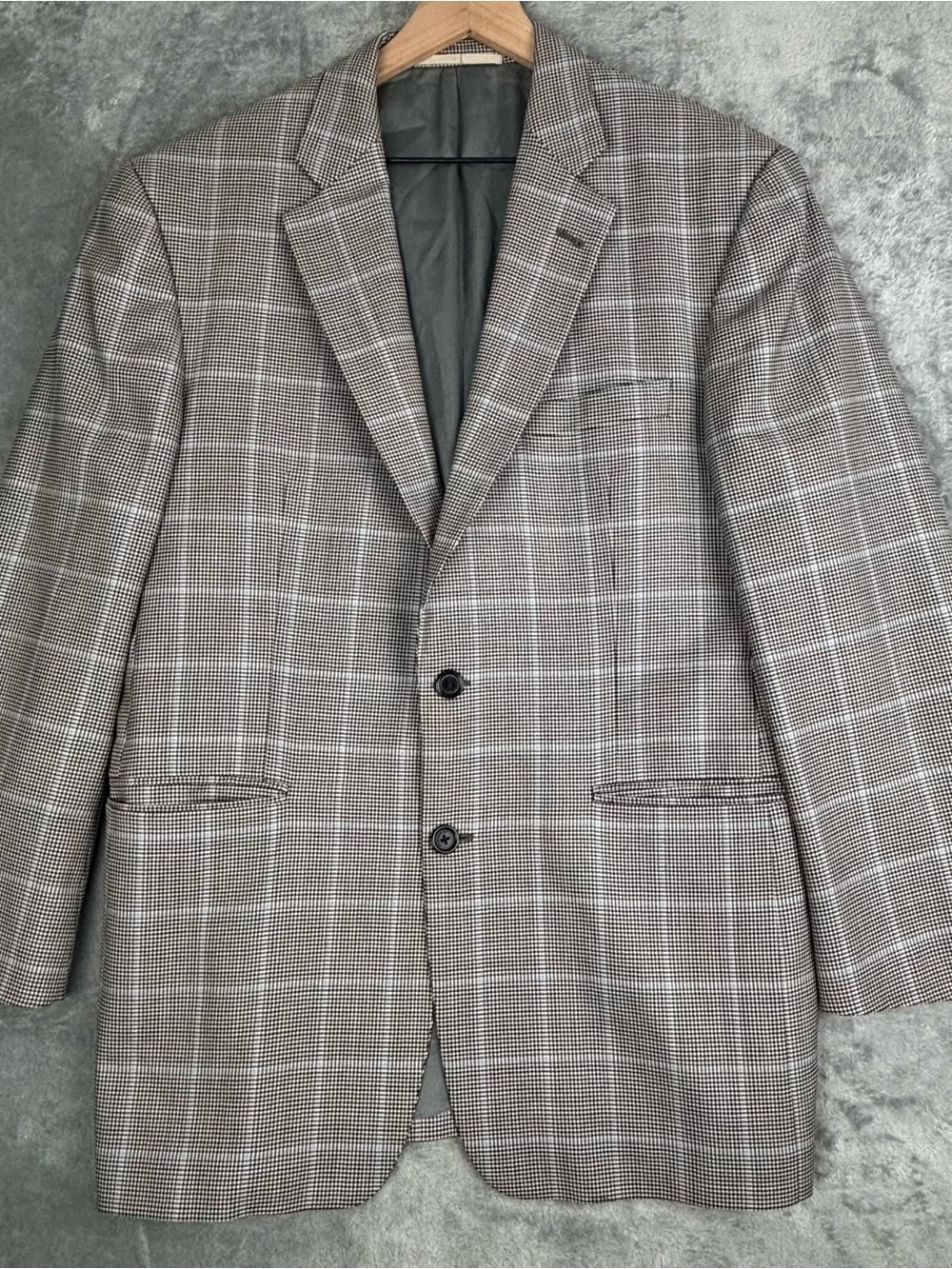 Burberry London Blazer Men 41R Gray Houndstooth Plaid Kensington Sport Coat Wool